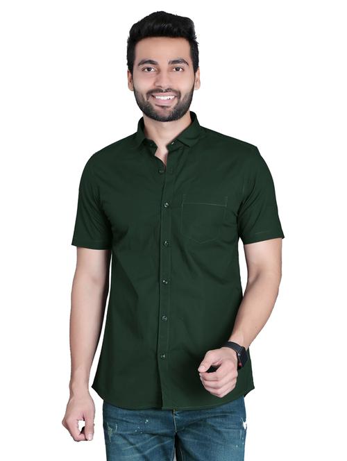 men solid short sleeves casual shirt - 20293056 - Very Small Image - 1