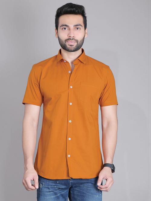 men solid short sleeves casual shirt - 20293058 - Very Small Image - 1