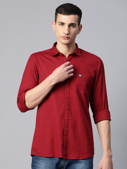 men red cotton casual shirt - 20293061 - Very Small Image - 1