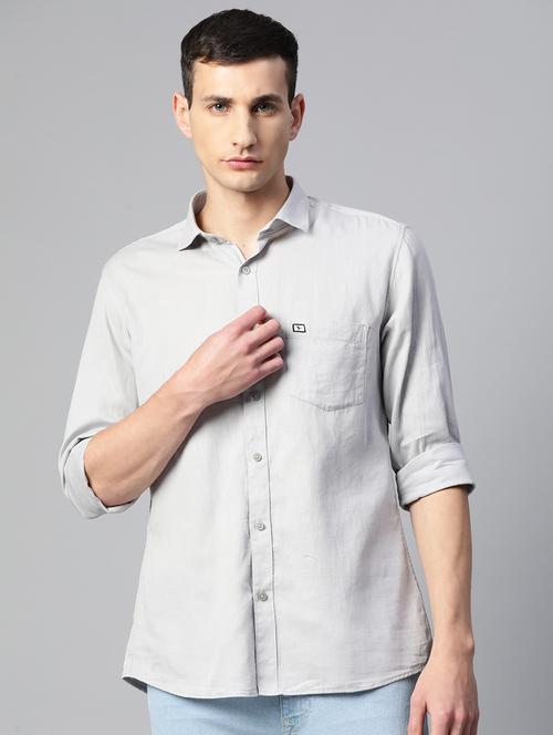 men solid long sleeves casual shirt - 20293070 - Very Small Image - 1