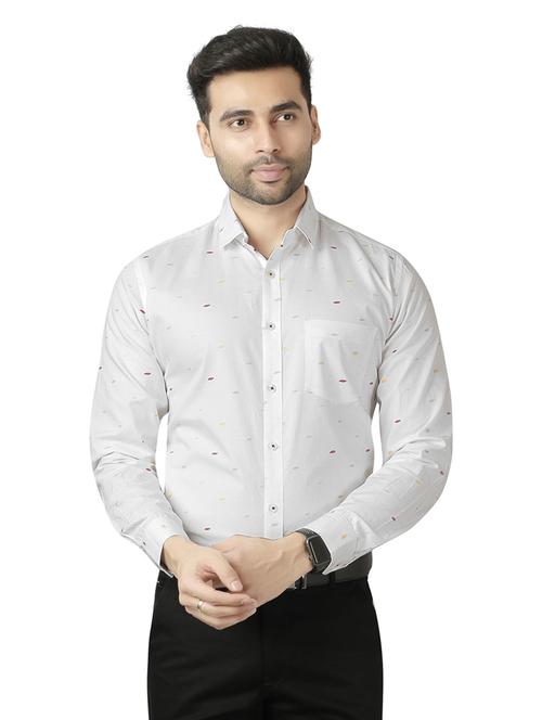 men white printed cotton casual shirt - 20293116 - Very Small Image - 1