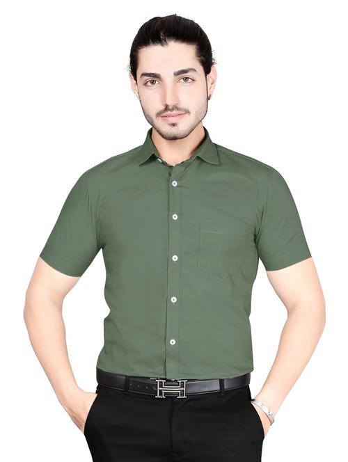 men solid green cotton half sleeve casual shirt - 20293139 - Very Small Image - 1