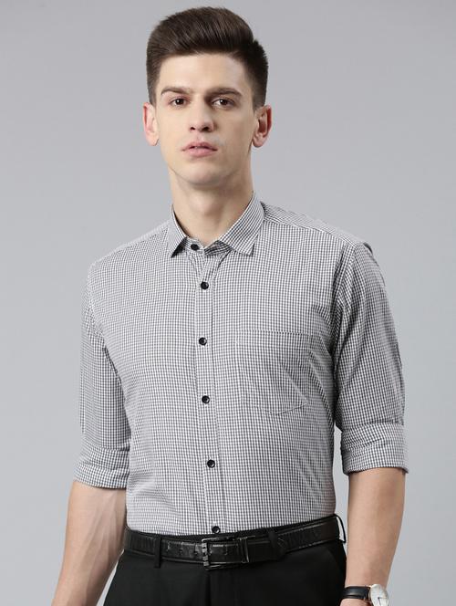 men multi colored small checks cotton blend casual shirt - 20293204 - Very Small Image - 1