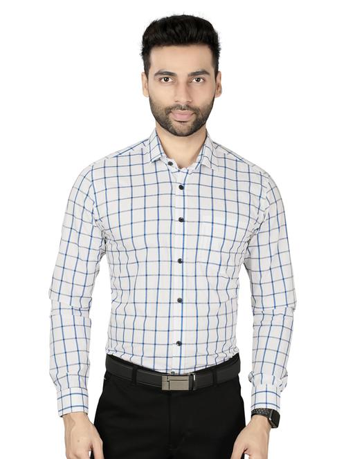 men white windowpane checkered cotton casual shirt - 20293215 - Very Small Image - 1