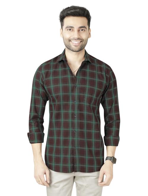 men multi colored tartan checks cotton blend casual shirt - 20293296 - Very Small Image - 1