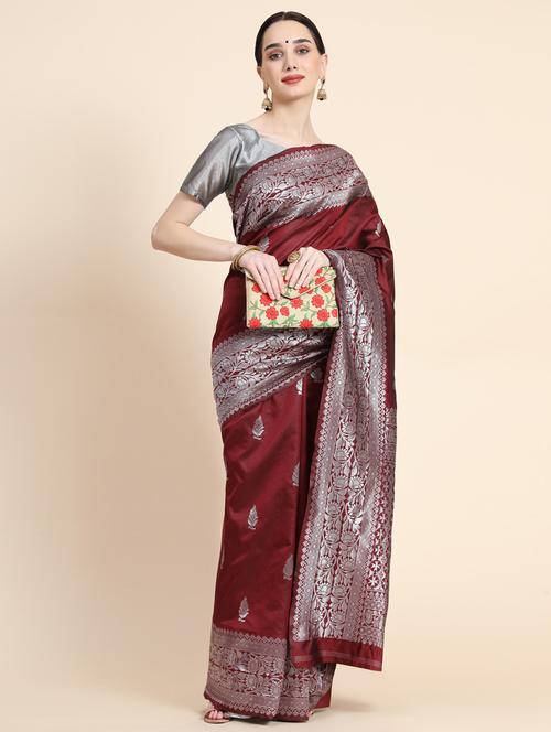 jacquard work banarasi saree with blouse - 20293908 - Very Small Image - 1