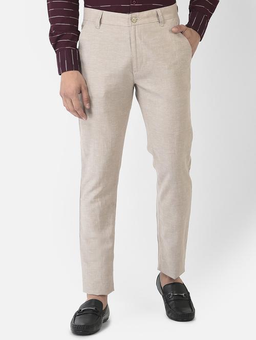 men solid flat front casual trouser - 20294214 - Very Small Image - 1