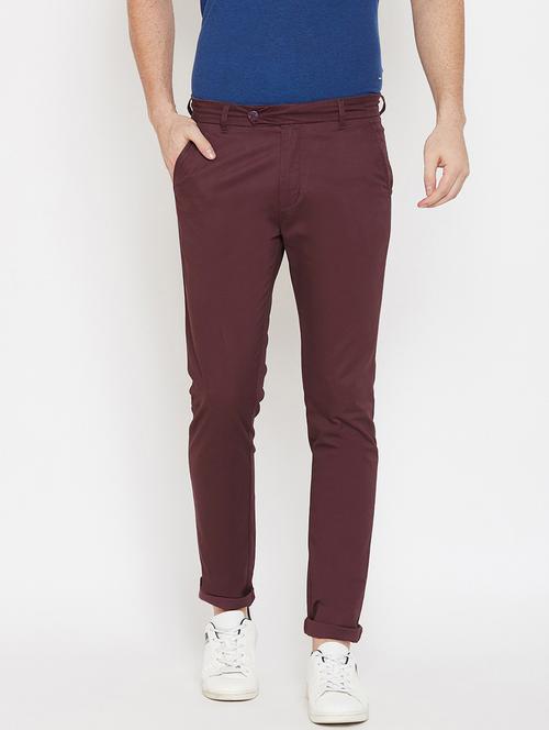 men solid flat front casual trouser - 20294216 - Very Small Image - 1