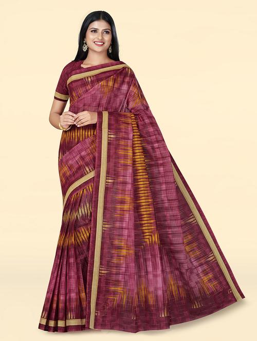 women's ikat multi colored saree - 20294638 - Very Small Image - 1
