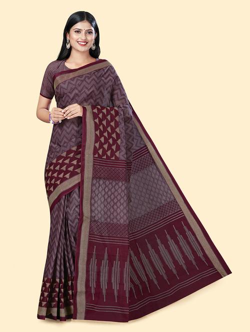 women's chevron multi colored saree with blouse - 20294671 - Very Small Image - 1