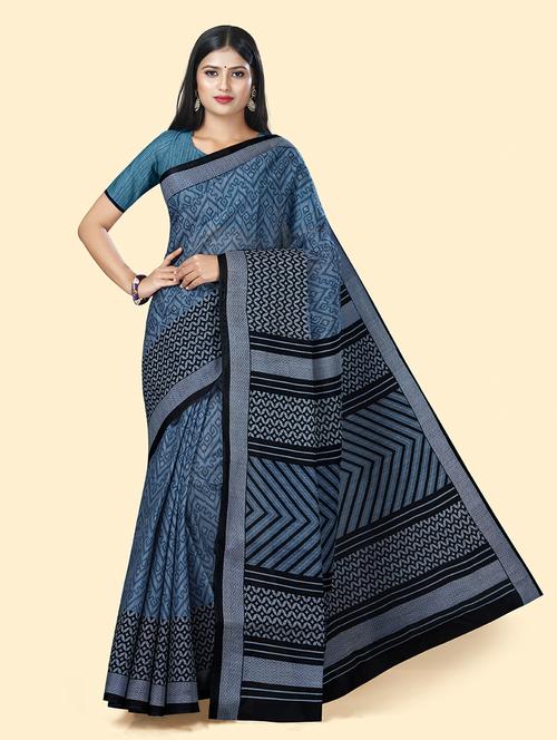 women's geometric blue colored saree - 20294673 - Very Small Image - 1