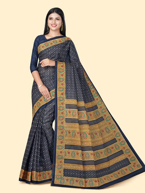 women's geometric multi colored saree with blouse - 20294770 - Very Small Image - 1