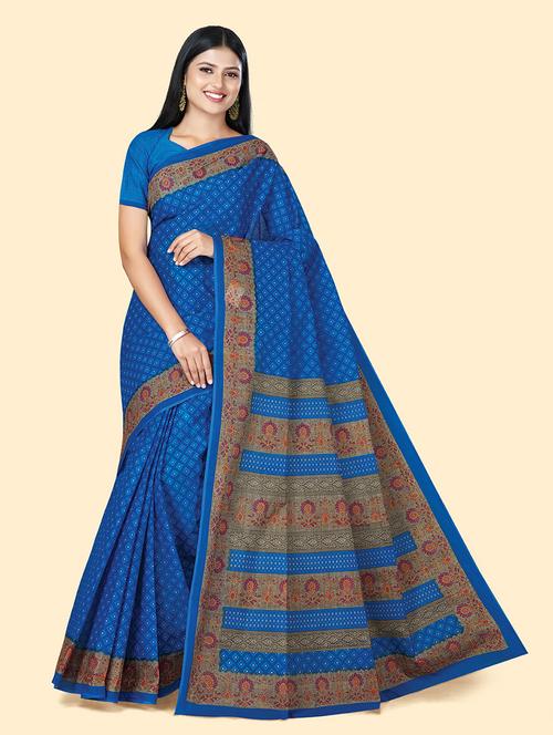 women's geometric royal blue colored saree - 20294774 - Very Small Image - 1