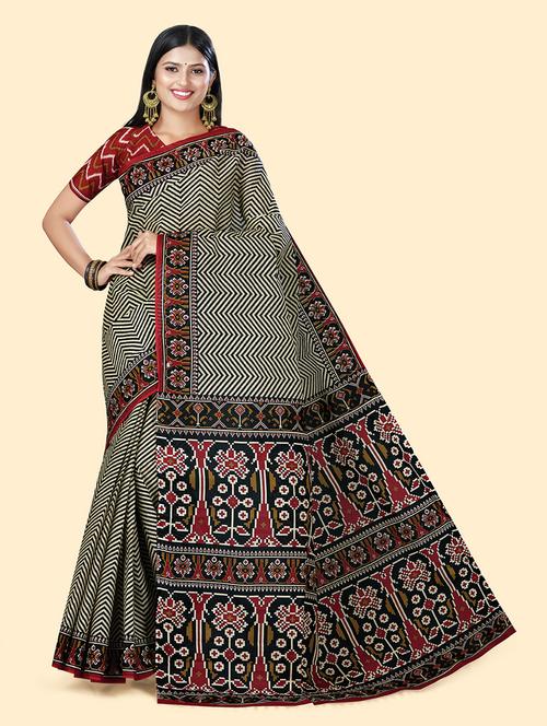 women's chevron multi colored saree with blouse - 20294787 - Very Small Image - 1