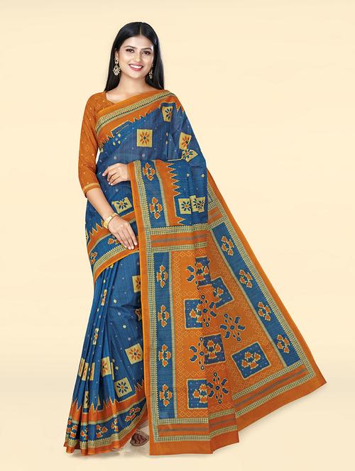 women's ikat multi colored saree - 20294805 - Very Small Image - 1
