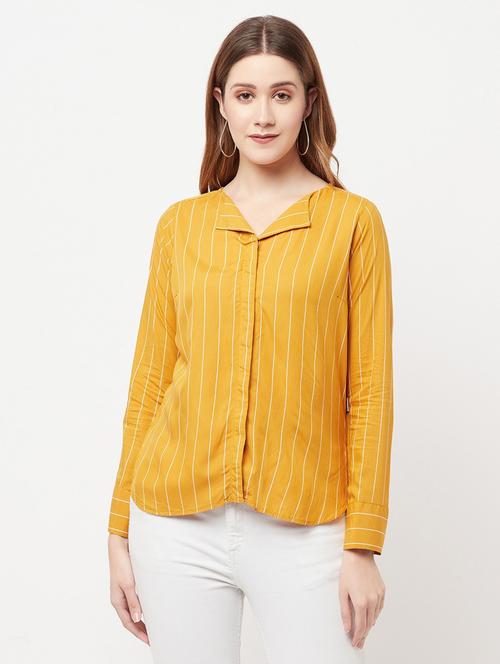 yellow stripes asymmetric shirt - 20294925 - Very Small Image - 1