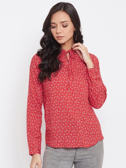 red floral print regular top - 20294991 - Very Small Image - 1