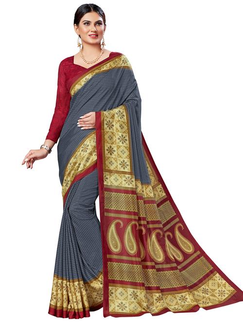 women's paisley grey colored saree - 20295079 - Very Small Image - 1