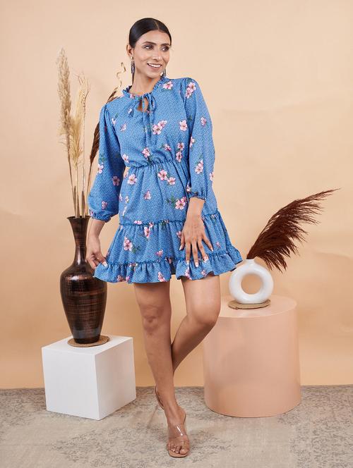 blue floral print tiered dress - 20295225 - Very Small Image - 1