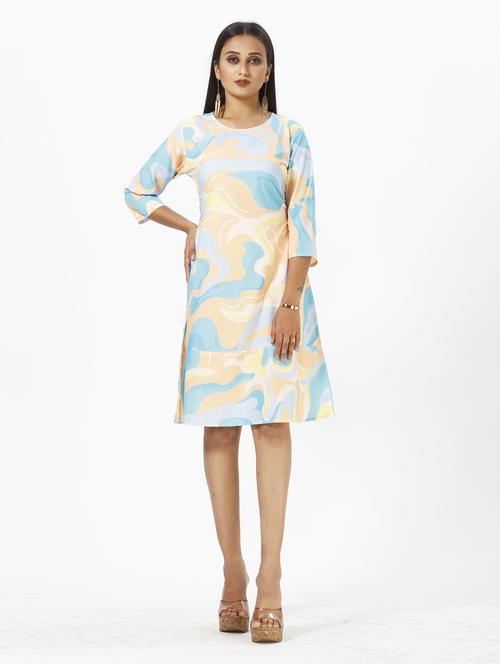 multi colored abstract print a-line dress - 20295329 - Very Small Image - 1
