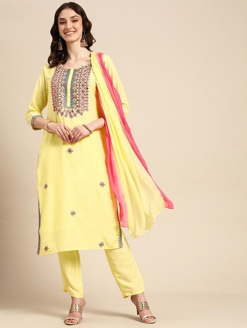 yellow colored kurta pant set - 20295434 - Very Small Image - 1