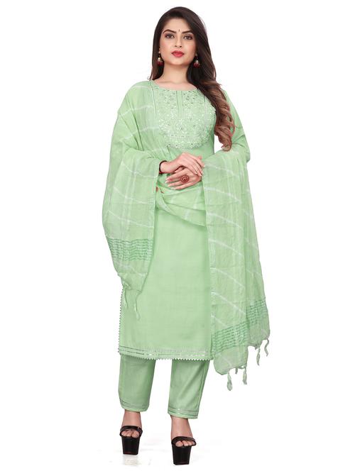 neo mint colored kurta pant set - 20295440 - Very Small Image - 1