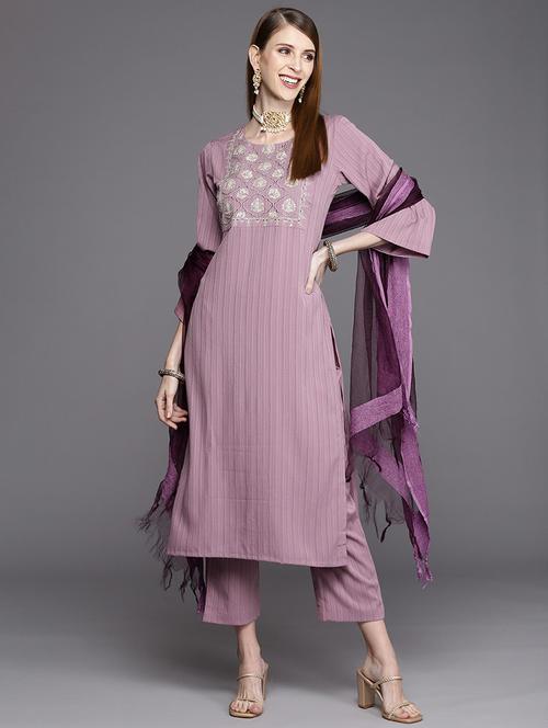 lavender colored kurta pant set - 20295445 - Very Small Image - 1