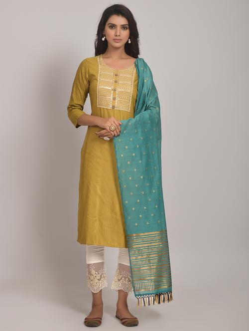 lime colored kurta pant set - 20295452 - Very Small Image - 1