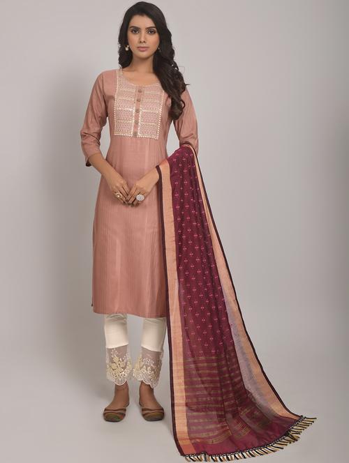 mauve colored kurta pant set - 20295453 - Very Small Image - 1