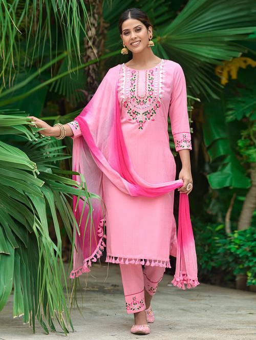 pink colored kurta pant set - 20295458 - Very Small Image - 1