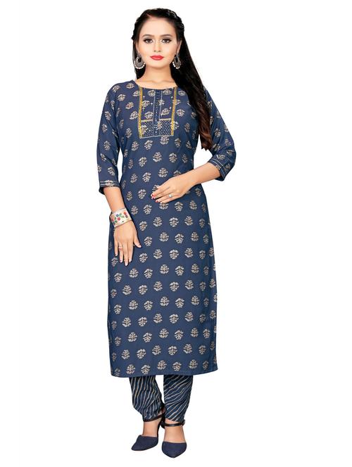 navy blue colored kurta pant set - 20295504 - Very Small Image - 1