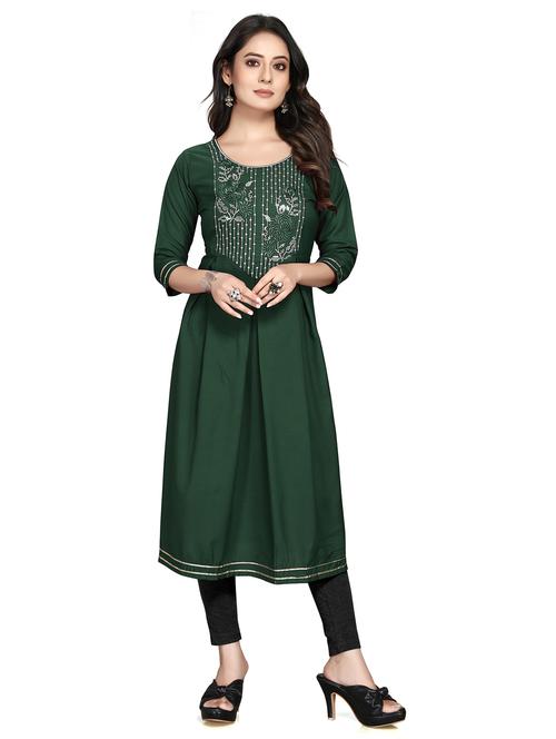 green colored a-line kurta - 20295523 - Very Small Image - 1