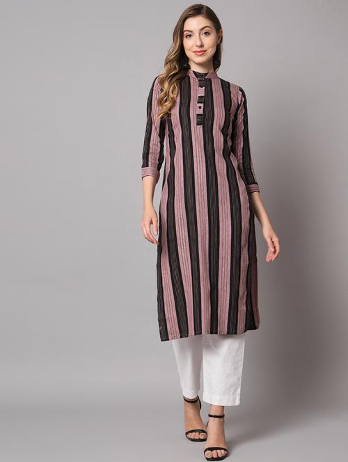 mauve colored straight kurta - 20295530 - Very Small Image - 1