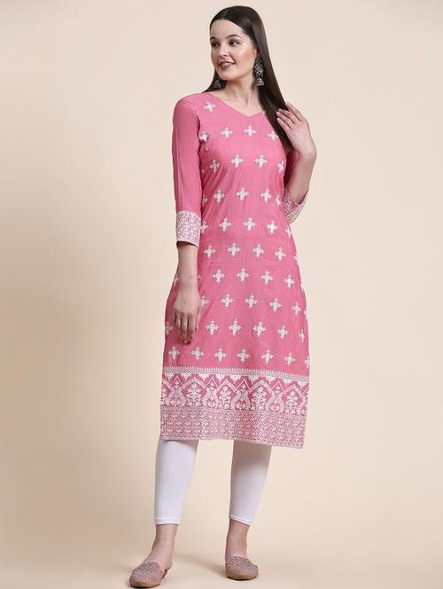 pink colored straight kurta - 20295551 - Very Small Image - 1