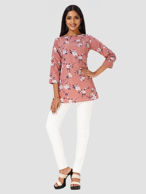 copper floral print a-line top - 20295646 - Very Small Image - 1