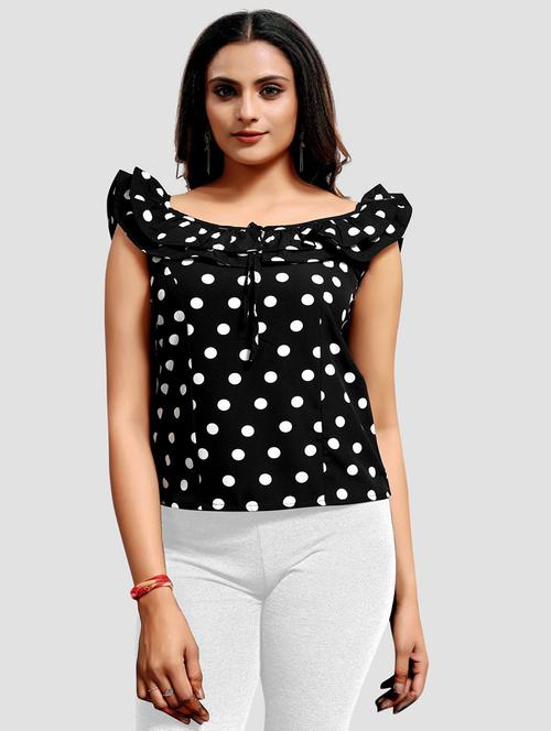 black polka dots crop top - 20295668 - Very Small Image - 1
