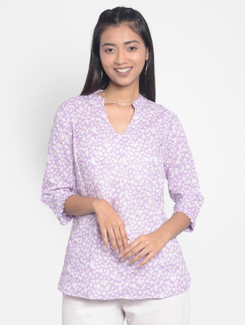 lavender floral regular tunic - 20296108 - Very Small Image - 1
