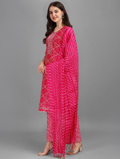 pink colored kurta dupatta set - 20296187 - Very Small Image - 1
