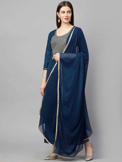 teal colored kurta palazzo set - 20296239 - Very Small Image - 1