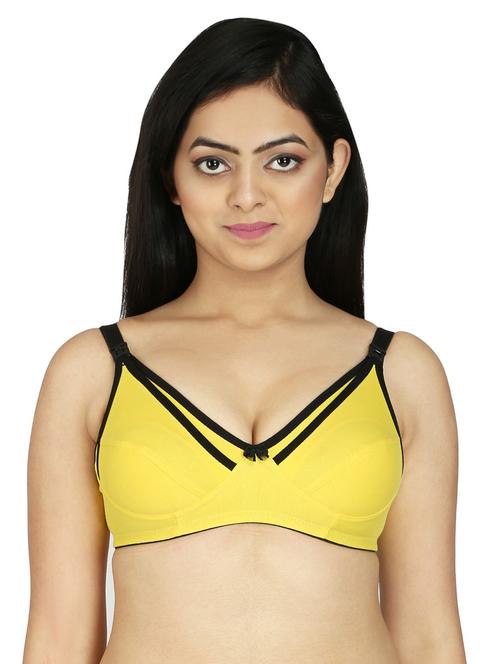 yellow cotton blend maternitynursing bra - 20296306 - Very Small Image - 1