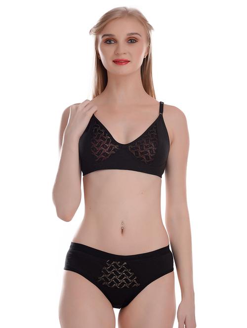 women solid bra and panty set - 20296401 - Very Small Image - 1