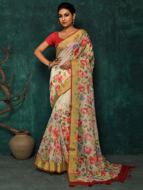 multi color floral printed saree with blouse - 20296732 - Very Small Image - 1