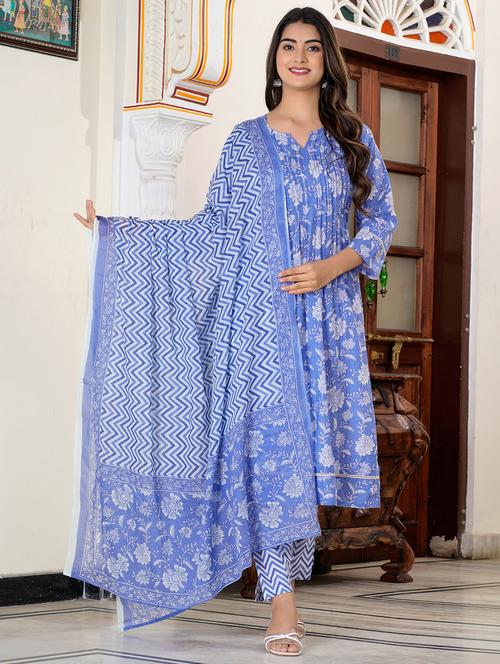 blue colored kurta pant set - 20298195 - Very Small Image - 1