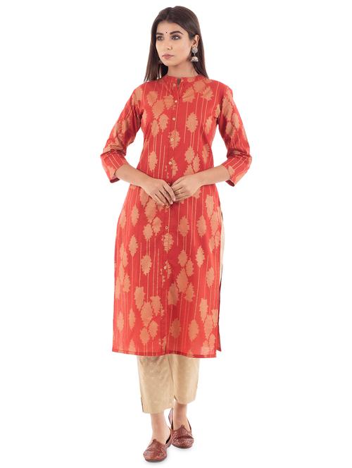 orange colored kurta pant set - 20298217 - Very Small Image - 1