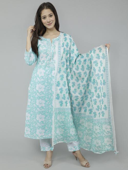light blue colored kurta pant set - 20298218 - Very Small Image - 1