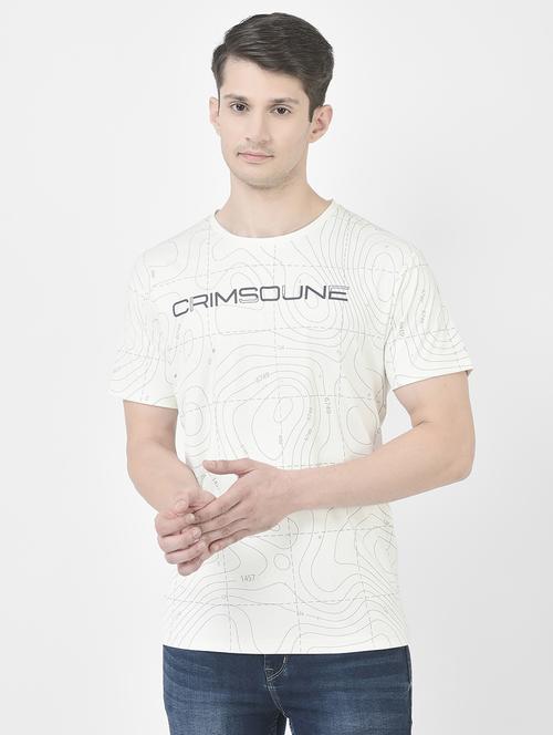 men off white abstract printed polyester regular t-shirt - 20298589 - Very Small Image - 1