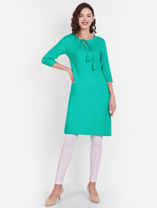 turquoise colored straight kurta - 20298886 - Very Small Image - 1