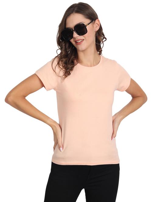 peach cotton regular tshirt - 20298965 - Very Small Image - 1