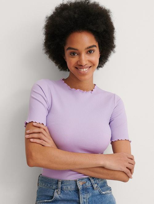 lavender solid short sleeves regular top - 20299637 - Very Small Image - 1