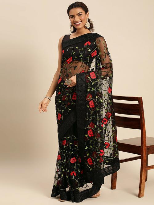 women's embroidered saree with blouse - 20299713 - Very Small Image - 1